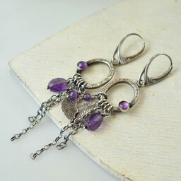 Pakamera Imperfect - srebrne kolczyki z ametystem