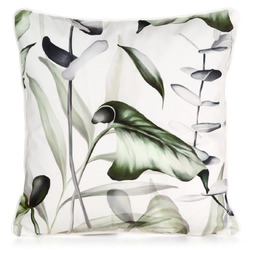 Poszewka welwetowa biała w liście monstery JA171-01