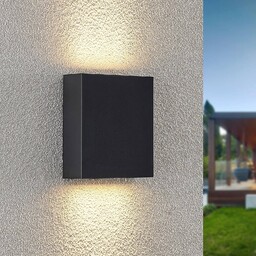 Kinkiet zewnętrzny LED Ugar Lindby, czarny, tworzywo sztuczne,