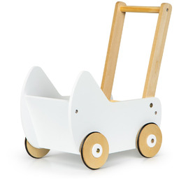 Drewniany wózek dla lalek pchacz chodzik Ecotoys