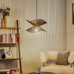Lampa wisząca Lindby Valdorin, czarny, papier, Ø 40
