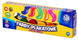 Farby plakatowe ASTRA 12 kolorów 20 ml nr