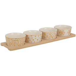 Miseczki na przekąski porcelanowe na tacy 5 el.