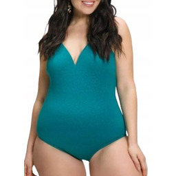 ULLA POPKEN ZIELONY JEDNOCZĘŚCIOWY STRÓJ KĄPIELOWY PLUS SIZE