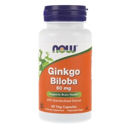 Ginkgo Biloba (Miłorząb Japoński) 60 mg, Now Foods,