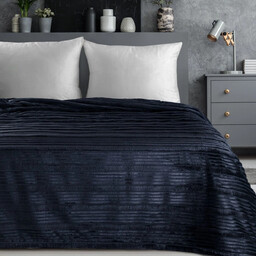 Koc flano bardzo miękki z efektem 3D granatowy