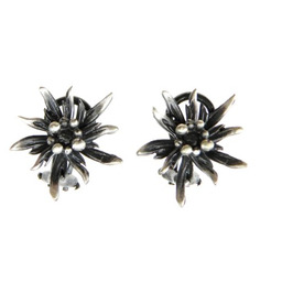 Klipsy małe z szarotką górską - biżuteria artystyczna