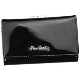 Pojemny, lakierowany portfel ze skóry naturalnej z portmonetką