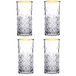 Pasabahce Komplet 4 Wysokich Szklanek Gold 450ML