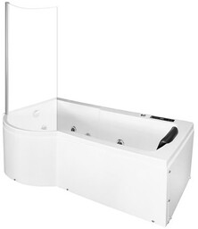 Wanna narożna z hydoromasażem i ruchomym parawanem 170x85