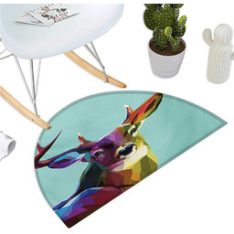 Wycieraczka jeleń półokrągła z abstrakcyjnymi dzikimi kwiatami