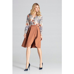 Asymetryczna SPÓDNICA z kontrafałdami brązowa L