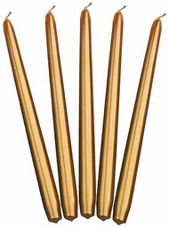 Świeca stożkowa metaliczna złota - 29 cm -