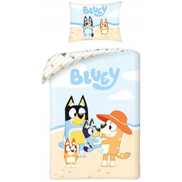 Pościel bawełniana 140x200 Bluey Niebieski Piesek Wakacyjny