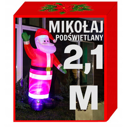 Dmuchany Mikołaj 2,1M Pompowany 210cm/ lampki choinkowe Led
