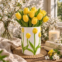 Pakamera Wazon ceramiczny z tulipanami 22x11,5x11,5 cm TULIPANO