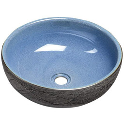 Sapho PRIORI umywalka ceramiczna średnica 41cm 15cm niebieski/szary