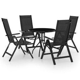 Emaga 5-cz. zestaw mebli bistro, czarny i antracytowy
