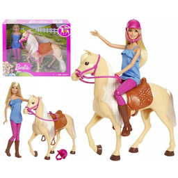 Lalka Barbie blondynka z kaskiem koń konik podstawowy