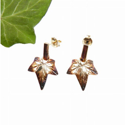 Bluszcz - kolczyki małe brązowe II