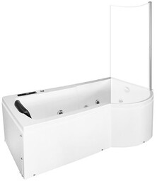 Wanna narożna z hydoromasażem i ruchomym parawanem 170x85