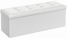 Elior Biała pufa skórzana z guzikami C1-P37