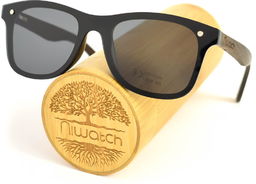 Drewniane okulary przeciwsłoneczne Niwatch Orion Black - heban