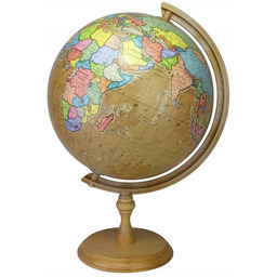 Globus Retro polityczny kula 320mm dekoracyjny stopka drewniana