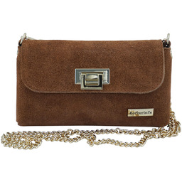 Zamszowa kopertówka na łańcuszku Barberinis - Brązowa