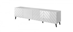 Cama Meble Szafka RTV ABETO 200x42x52 biały/biały połysk