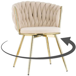 Krzesło obrotowe DC-3027 beż welur #5 złote nogi
