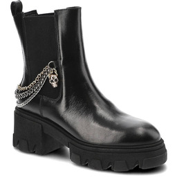 Carinii Czarne Botki Wygodne Skórzane Buty Damskie