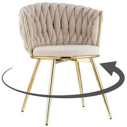 Krzesło obrotowe DC-3027 beż boucle złote nogi