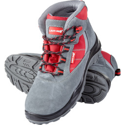 Trzewiki zamsz oxford szaro-czerwone S1P SRC 44 CE