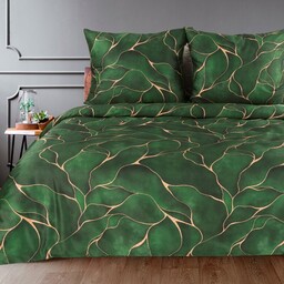 Eurofirany Pościel satynowa 160x200 zielona złota w pudełku