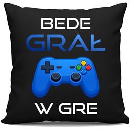 Bede grał w gre - czarna poduszka