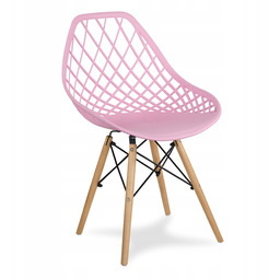Krzesło do jadalni kuchni Różowe ażurowe Skandynawskie kuchenne