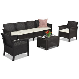 Zestaw technorattanowy z przedłużoną sofą Venezia Coffee 6