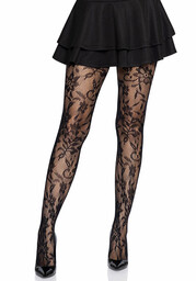 Leg Avenue Seamless Floral Lace Tights Black