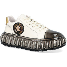 Skórzane sneakersy męskie - JOHN DOUBARE CC2881 BIAŁE