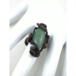 Pierścionek miedziany 33x17 mm z awenturynem, znak Byka,