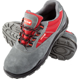 Półbuty zamsz oxford szaro-czerwone S1P SRC 39 CE