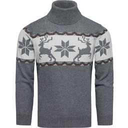 Szary wełniany sweter męski z golfem norweski wzór