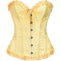 Gorset Damski Top Wyszczuplający Koronkowy Seksowny Elegancki Żółty