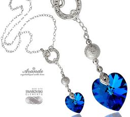 Nowe Kryształy Naszyjnik Crystalear Blue Srebro