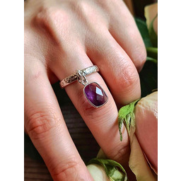 Pakamera Pierścionek z ruchomym ametystem Antystresowy Ametyst Unikat