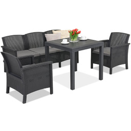 Technorattanowy zestaw Venezia Dallas Apetito 5 antracytowy Bica