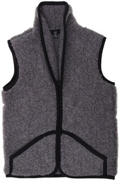 Kamizelka wełniana merynos 100% wełny kołnierz szara grafit