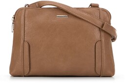 Crossbody damska z ekoskóry dwukomorowa ciemny beż