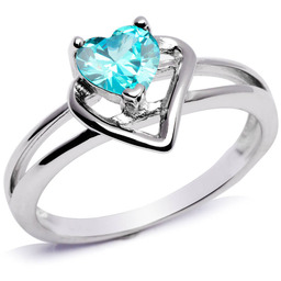 Srebrny Pierścionek z Błękitnym Sercem